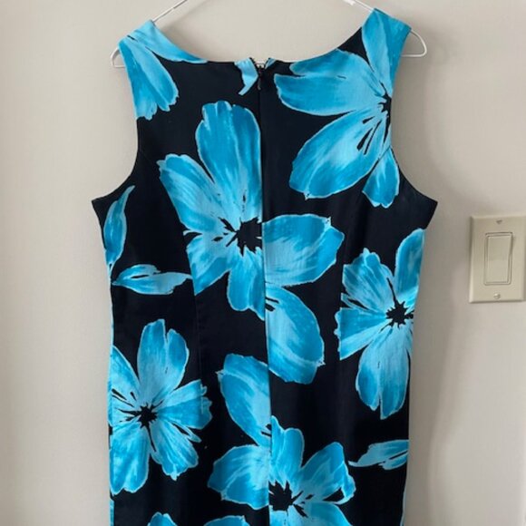 Laura -  sheath dress  - Floral Print - blue/Black - size 12 - Picture 3 of 7